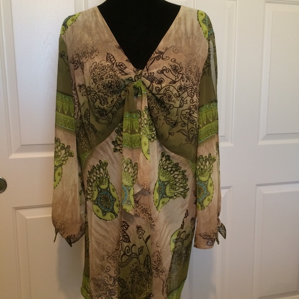 Lane Bryant Shades of Green Cold-Shoulder Top